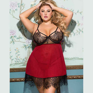Curvy Couture Backless Lace Slip Nightdress – Embrace Your Sexy Side in Plus Size Lingerie - The Genie Store