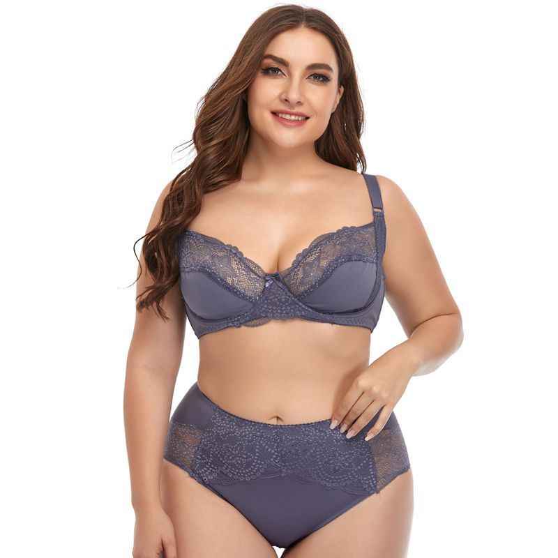 Plus Size Underwire Lace Trim Lingerie - The Genie Store