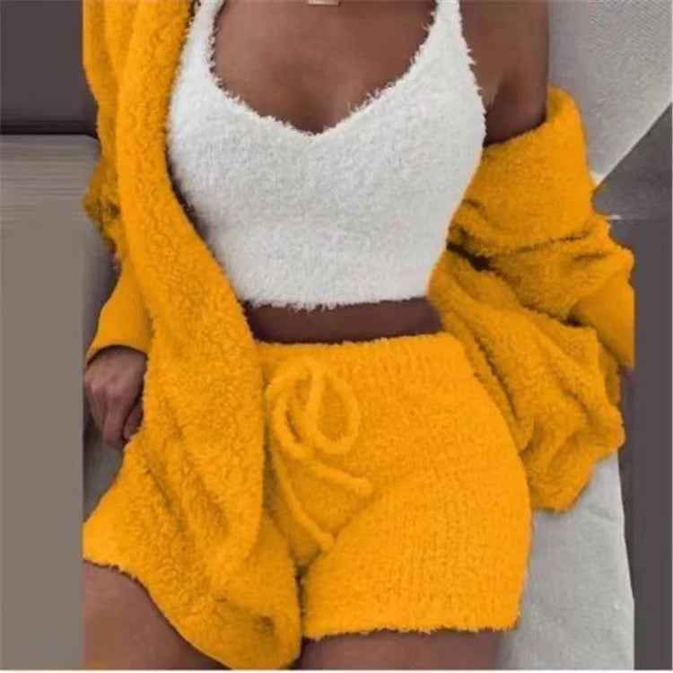 CozyChic 3-Piece Fluffy Lounge Set | Plush, Sexy Backless, Fleece Comfort for Women - The Genie Store