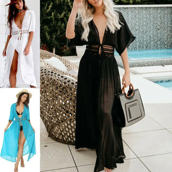 Plus Size S-XXXL Women Bathing Swimsuit Bikini Swimwear Wrap Pareo Cover Up Beach Dress Sarong - The Genie Store