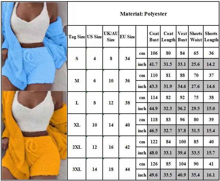 CozyChic 3-Piece Fluffy Lounge Set | Plush, Sexy Backless, Fleece Comfort for Women - The Genie Store