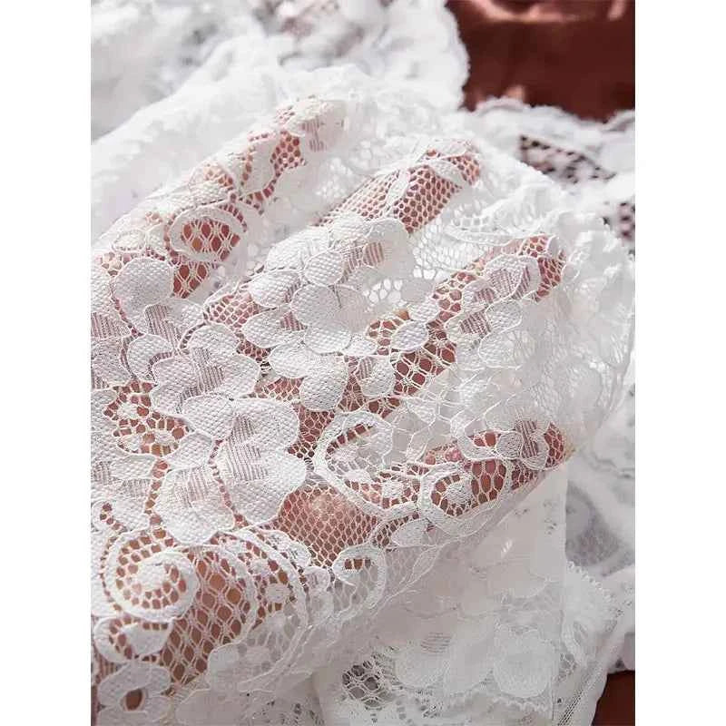 A Set Of Tulle Ultra Sexy Nightgown V-neck Bra Open Sleep Skirt Night Erotic Dress Woman Sheer Pajamas Lingerie Pants Luxury kit