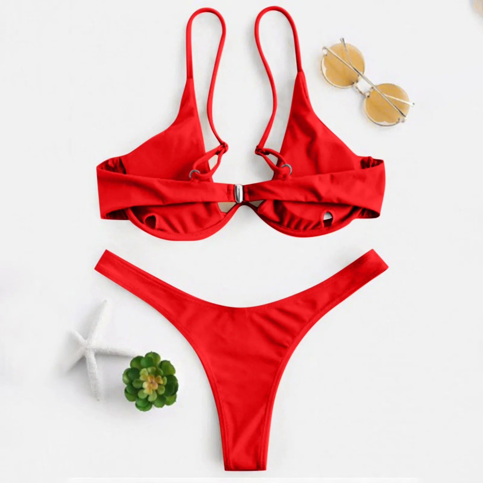 bikini Sexy Split Style Solid Color Women's Swimsuit Steel Bracket Tow-Piece For Teenagers biquinis feminino tendência 2024 - The Genie Store