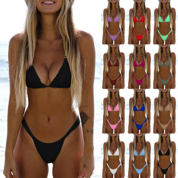 Two Tone Wrap Bikini High Two Up Bikini Piece Up Women Cut Lace Solid Sexy Swimsuit Set Push for Love And Bikini Bottom - The Genie Store
