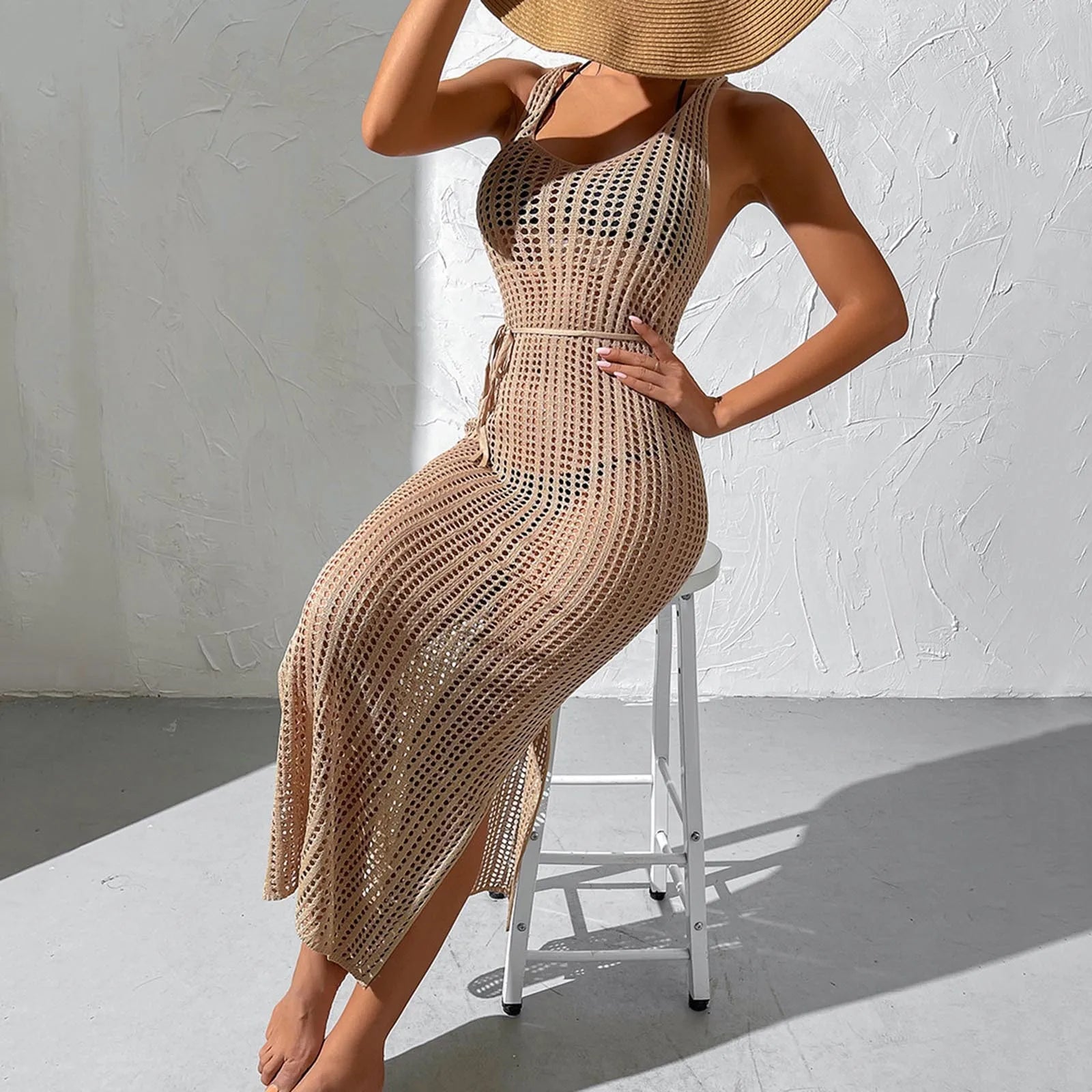 Sarong Beach Wrap Tunics Sexy Beach Bikini Cover-Ups Women Swimwear Dress Cover up Fishnet Crochet Swimsuit Saida De Praia - The Genie Store