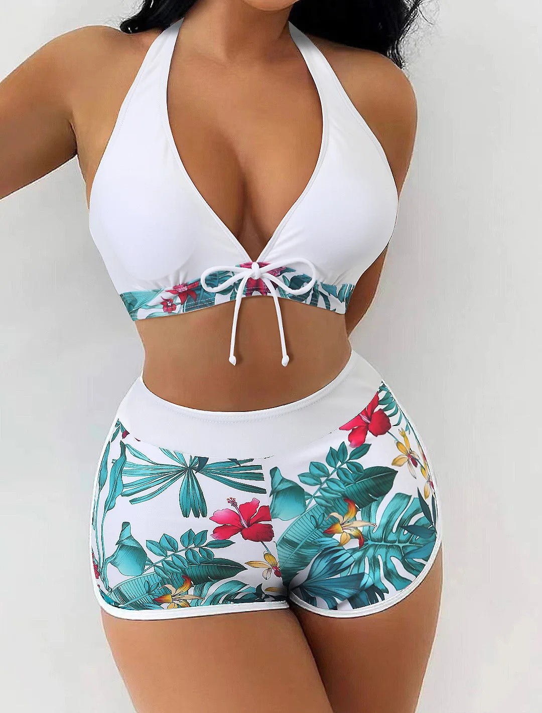 VigoBreviya 2025 Print Tied Halter Swimwear Women Sexy High Waist Push UP Shorts Bikini Set Swimsuit Backless Beach Bathing Suit - The Genie Store