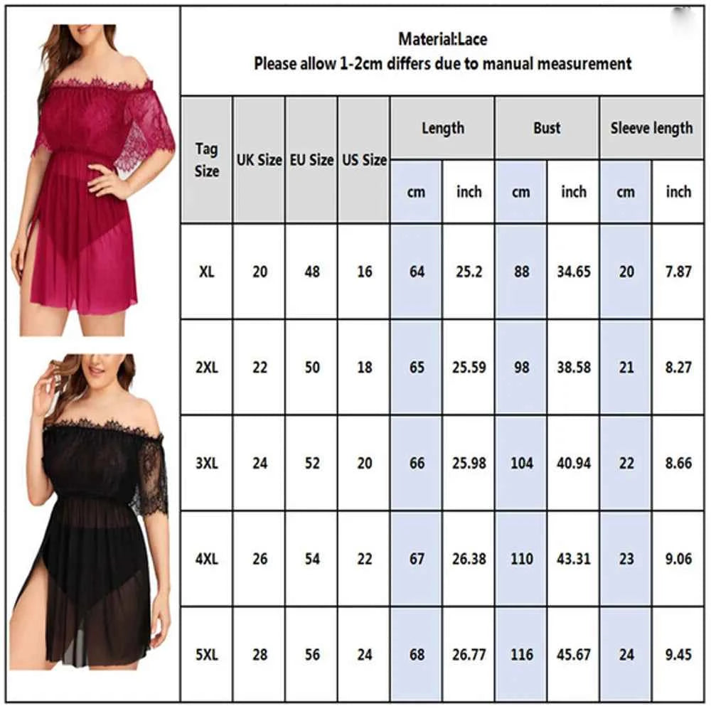 Mesh Hollow Plus Size Sexy Smock Dress Oversized Skirt Lingerie Set Nightdress - The Genie Store