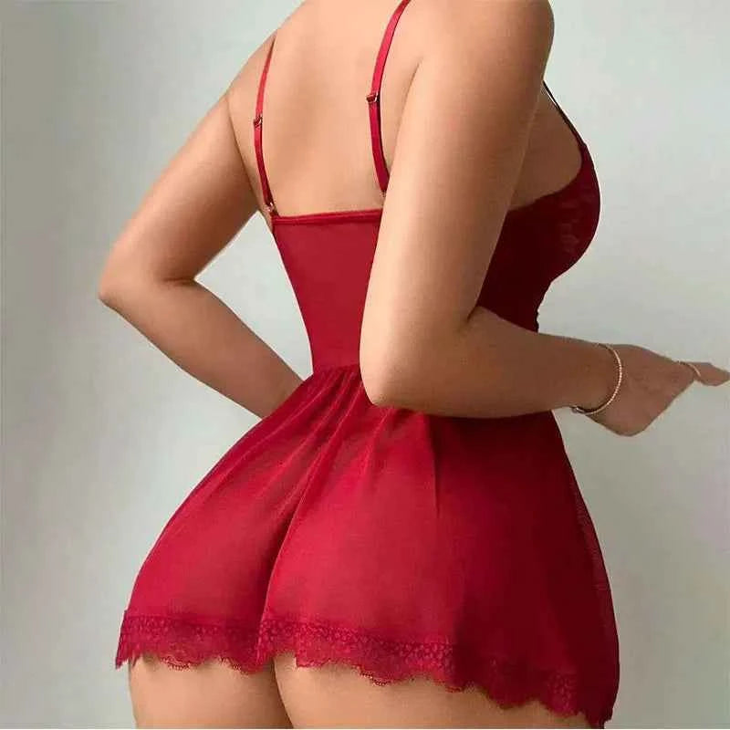 Garter Pajamas Exquisite Hot Women's Lingerie Fancy Bra With Thong Leg Rings Erotic Nightgowns Plus Size Underwear Sleepwear Set