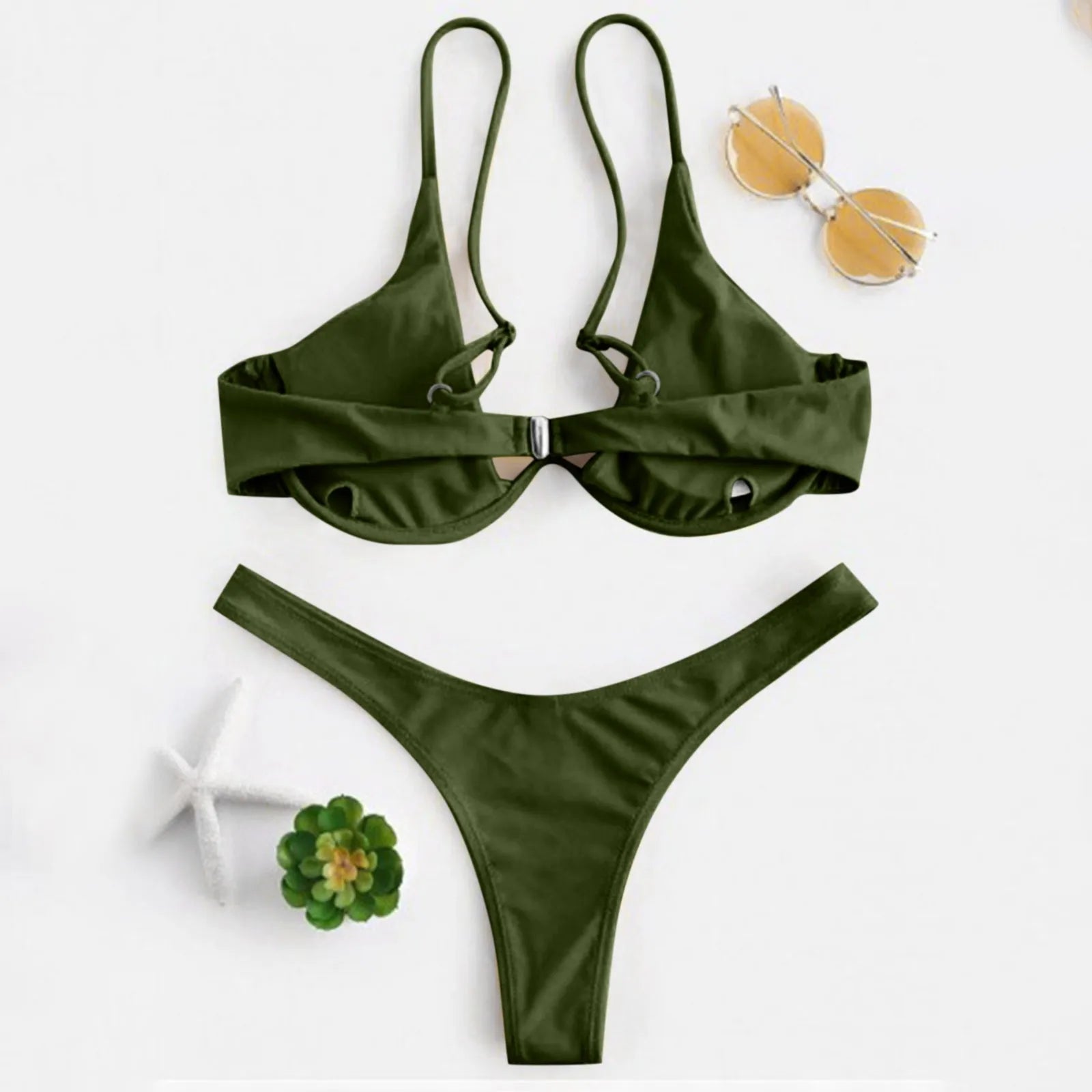 bikini Sexy Split Style Solid Color Women's Swimsuit Steel Bracket Tow-Piece For Teenagers biquinis feminino tendência 2024 - The Genie Store