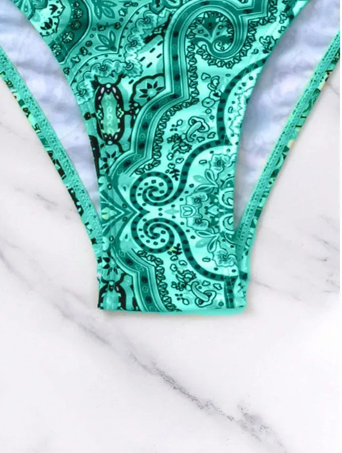 Hot Sale Of The Season New Printed Quality Bikini Strap Women's Swimsuit Set Swimwear Bikini Ensemble Bandeau Style Chinese Orig - The Genie Store