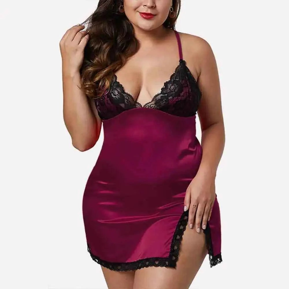 2023 Women's Babydoll Sexy Lace Nightdress Lingerie Sleepwear Nightwear Robe HIgh Quality Clothing Plus Size - The Genie Store