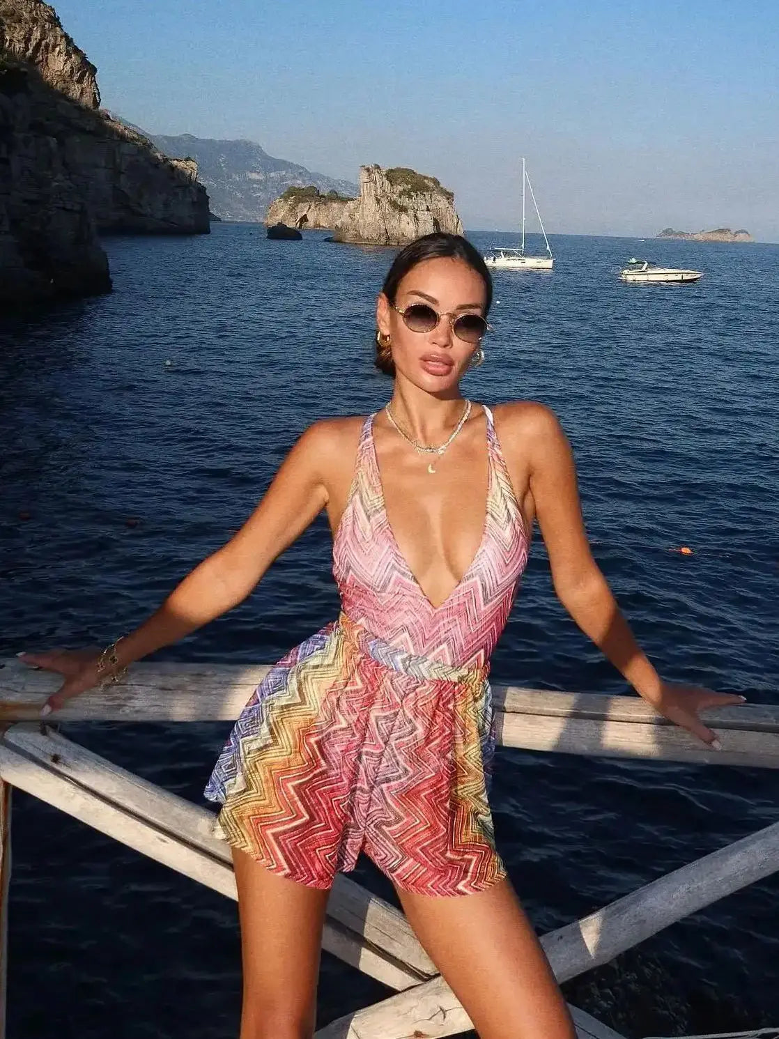 Swimsuit with Shorts Sexy Swimwear V Neck Swimsuits Women Bathing Suits Two Piece Swimwear Summer Beachwear Biquini - The Genie Store