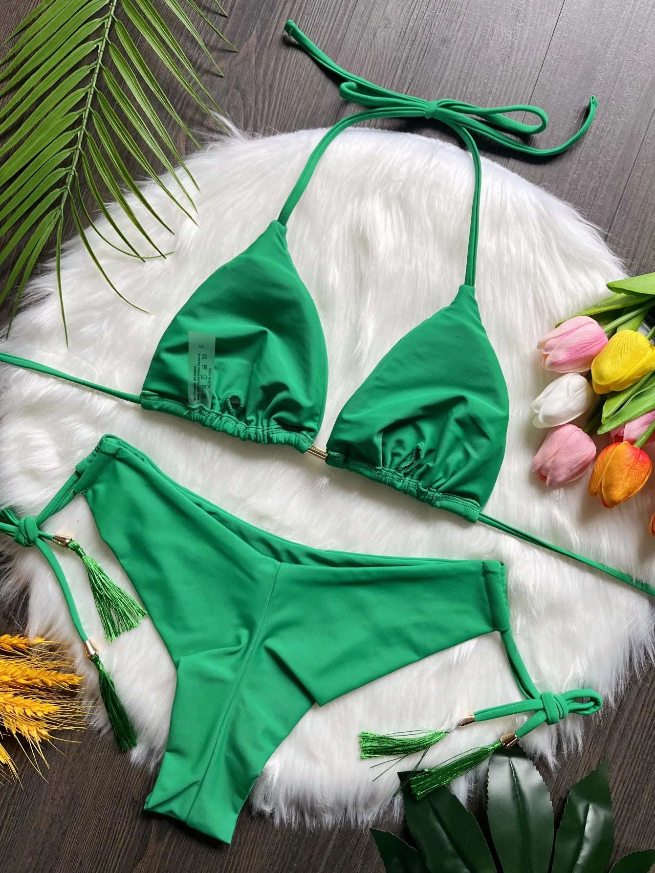 RUOTONSEPT Sexy Solid Color Bandage Bikini Set Women's Swimsuit Two-piece Triangle Swimwear Bathing Suit Brazilian Biquinis - The Genie Store