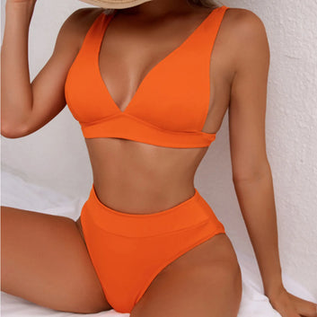 Women Swimwear Bikinis Soild Color Chest Paded Crop Tops And Shorts Brazilian Beach Wear 2 Piece Swimsuits For Women Biquini - The Genie Store