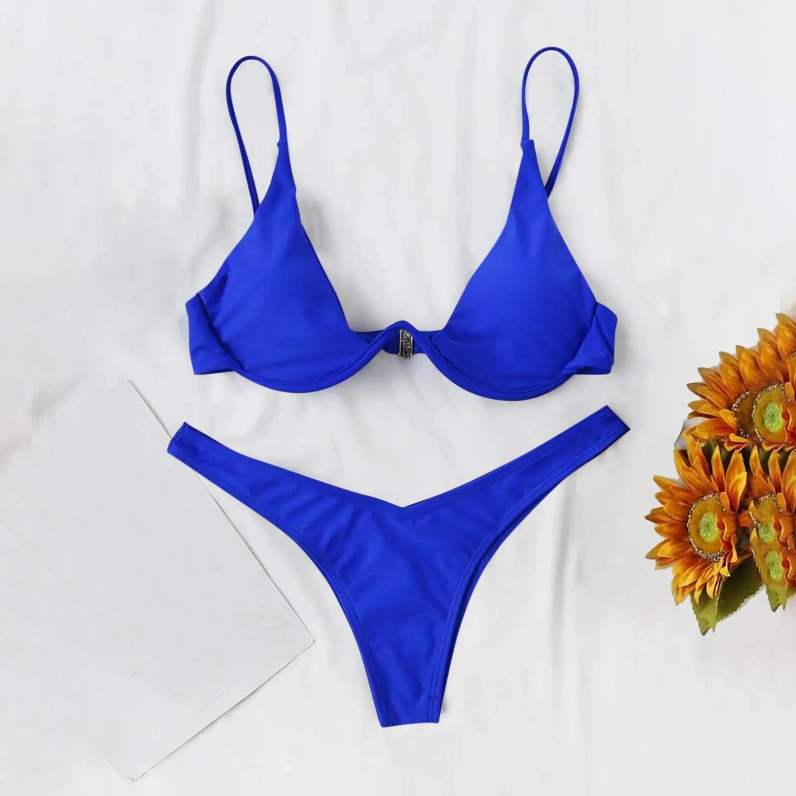 bikini Sexy Split Style Solid Color Women's Swimsuit Steel Bracket Tow-Piece For Teenagers biquinis feminino tendência 2024 - The Genie Store