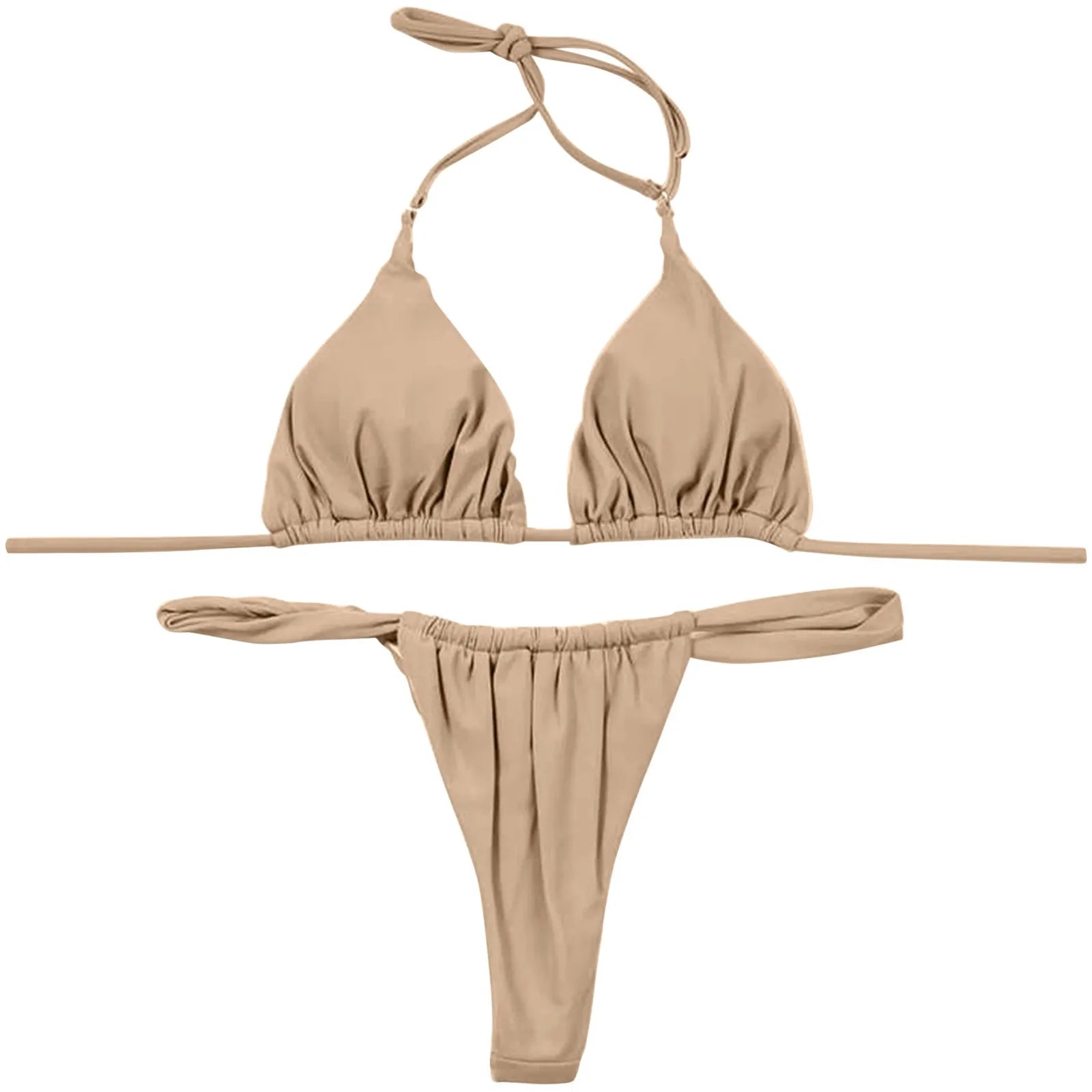 Two Tone Wrap Bikini High Two Up Bikini Piece Up Women Cut Lace Solid Sexy Swimsuit Set Push for Love And Bikini Bottom - The Genie Store