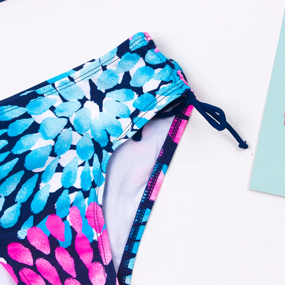 3-14 Years Flower Print Girls Kids Swimwear Summer Children Teen Students Two Pieces Swimsuit Kids Bikini Set Bathing Suit - The Genie Store