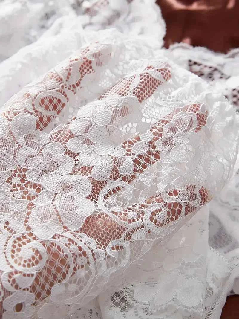 A Set Of Tulle Ultra Sexy Nightgown V-neck Bra Open Sleep Skirt Night Erotic Dress Woman Sheer Pajamas Lingerie Pants Luxury kit