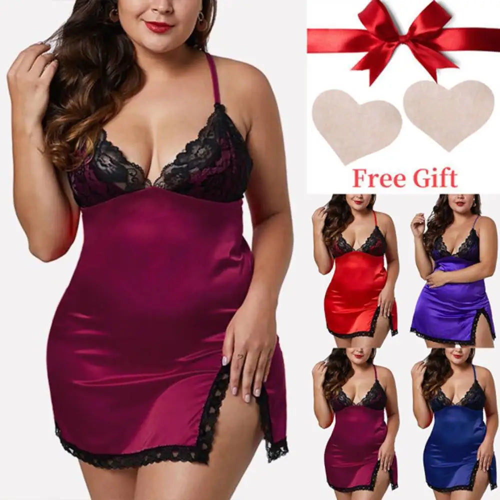 2023 Women's Babydoll Sexy Lace Nightdress Lingerie Sleepwear Nightwear Robe HIgh Quality Clothing Plus Size - The Genie Store