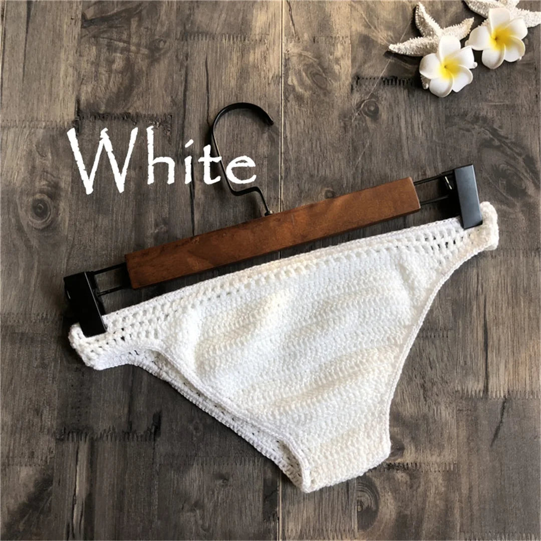 S - XL 9 Colors Crochet Knitted Bikini Bottom Swim Brief Women Swimwear Female Bather Brazilian Tanga Panties Underwear V4195 - The Genie Store
