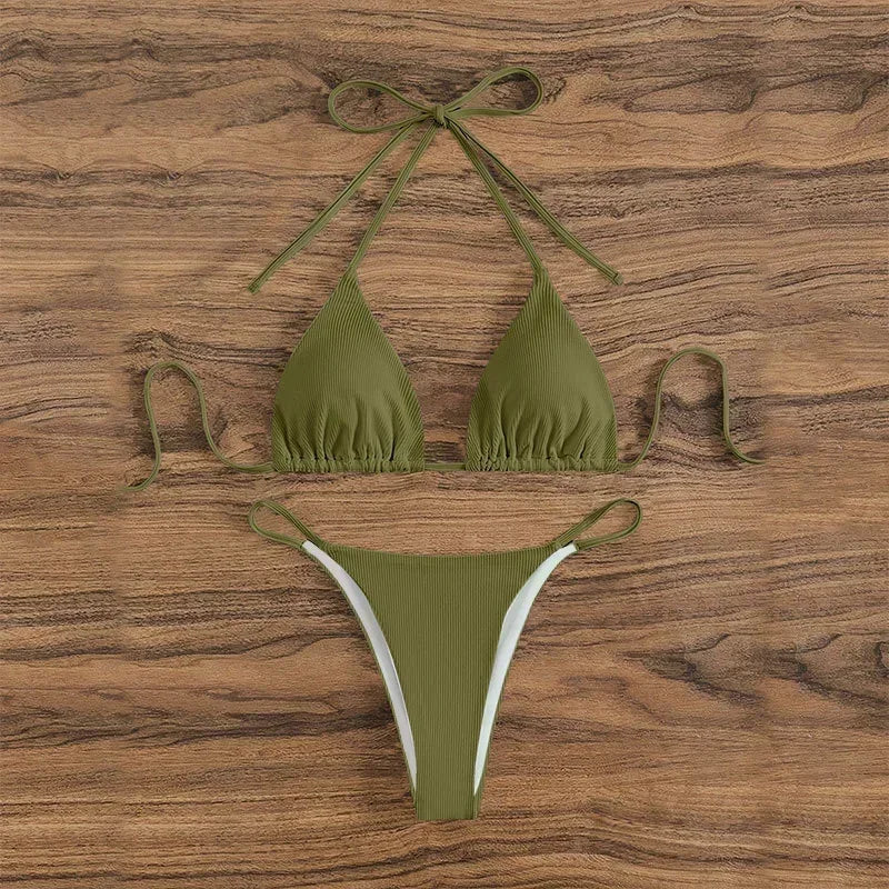 Sexy Bikini Set Women White Black Push Up Bra Micro Swimsuit 2025 Brazilian Beach Holiday Bathing Suit Thong Swimwear Biquini - The Genie Store