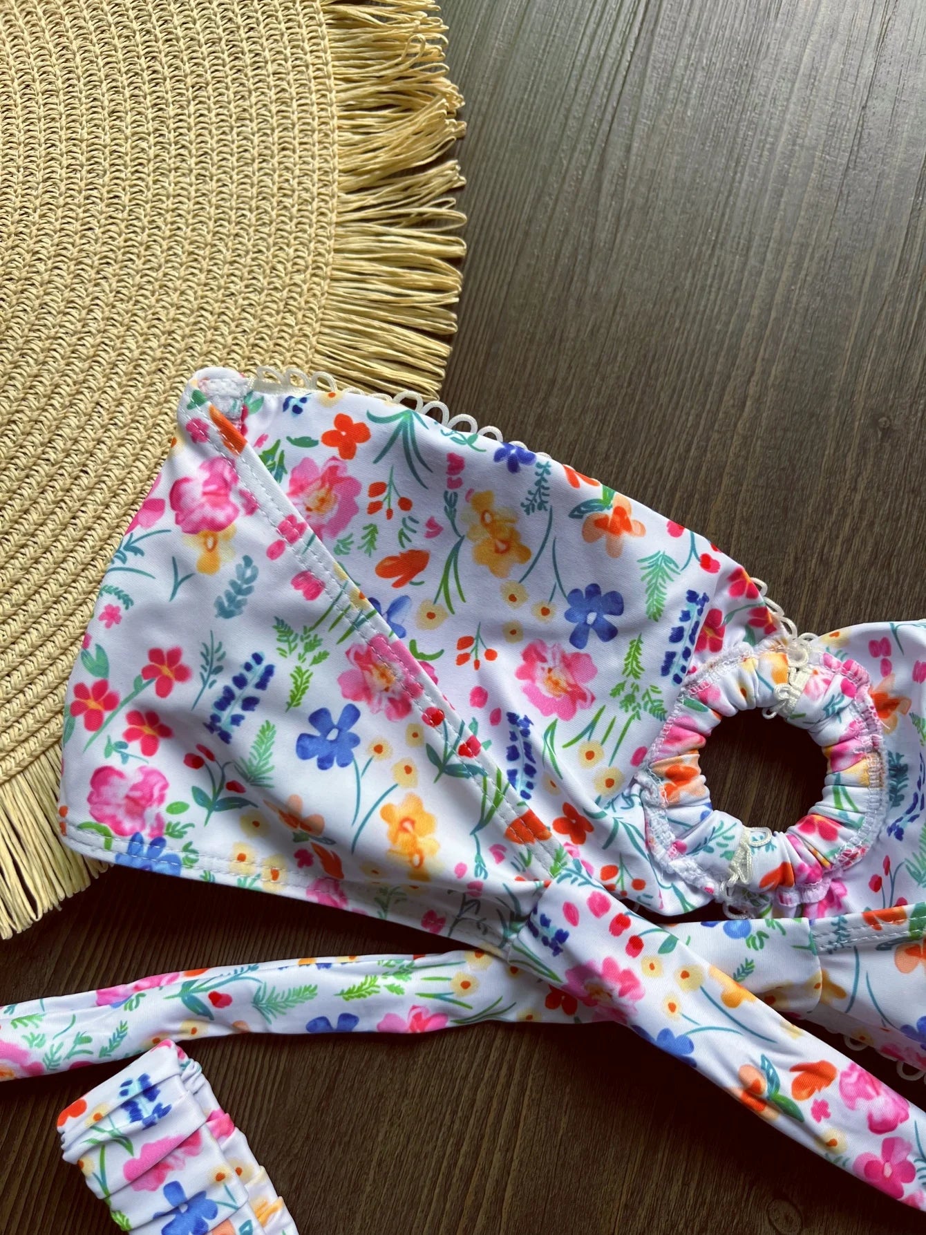 New Floral Bandeau High Leg Cut Thong Bikini Female Swimsuit Women Swimwear Two-pieces Bikini set Bather Bathing Suit Swim - The Genie Store