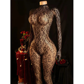 Fishnet Jumpsuit Hot Backless Sexy For Women Ultra-thin Summer Body Stocking Long Sleeve Mesh Lingerie Leotard Cosplay Jump Suit