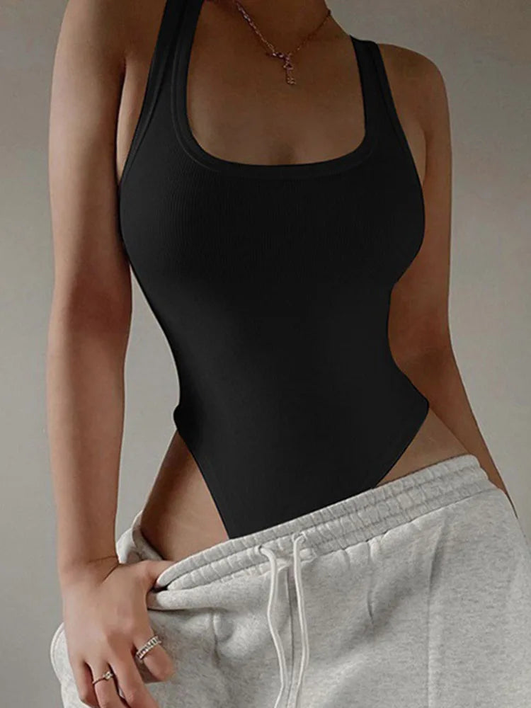 Sleeveless Knit Bodysuit Hot Summer Sexy Bodycon Off Shoulder Halter Tops Casual Street Bodice For Women ClubWear - The Genie Store