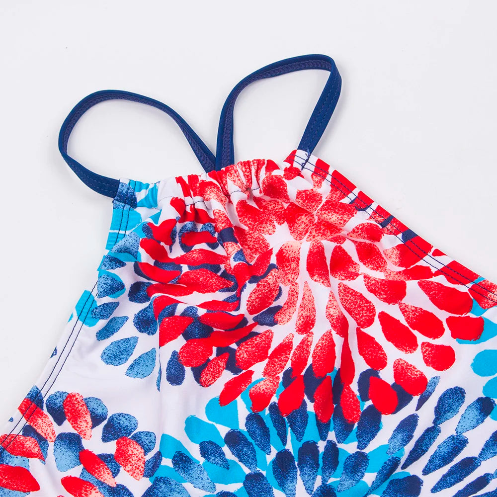 3-14 Years Flower Print Girls Kids Swimwear Summer Children Teen Students Two Pieces Swimsuit Kids Bikini Set Bathing Suit - The Genie Store