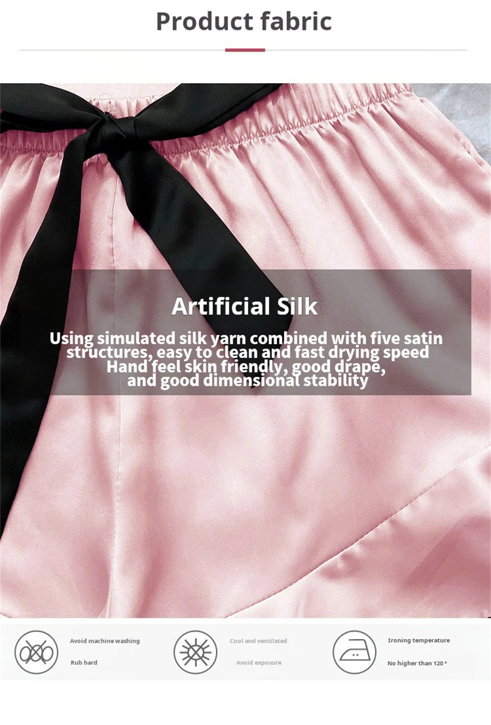 Women's Smooth Satin Pajamas V-Neck T-Shirt Ruffled Edges And Bow Shorts Simple And Breathable Pajama Set Sling Home Clothing - The Genie Store