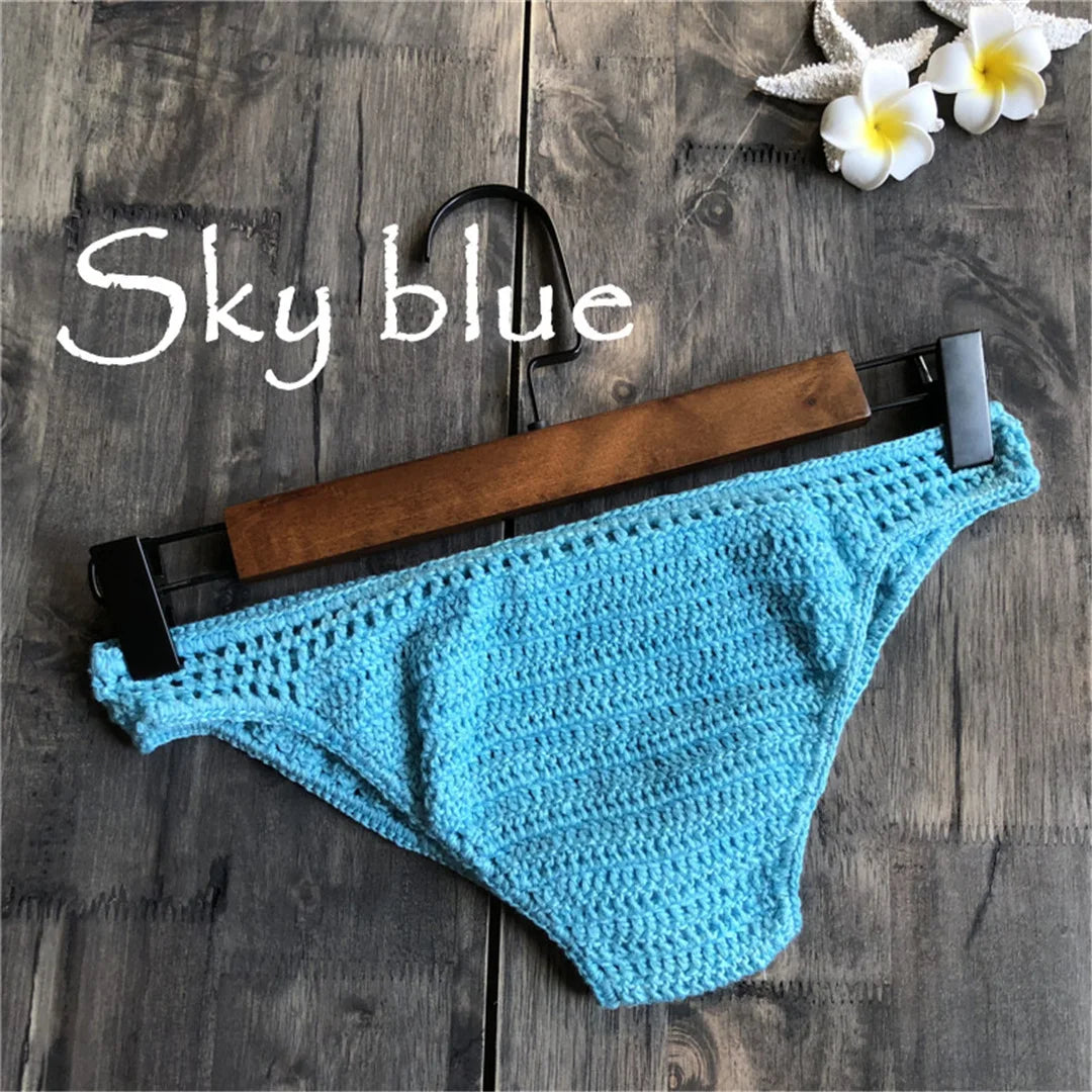 S - XL 9 Colors Crochet Knitted Bikini Bottom Swim Brief Women Swimwear Female Bather Brazilian Tanga Panties Underwear V4195 - The Genie Store