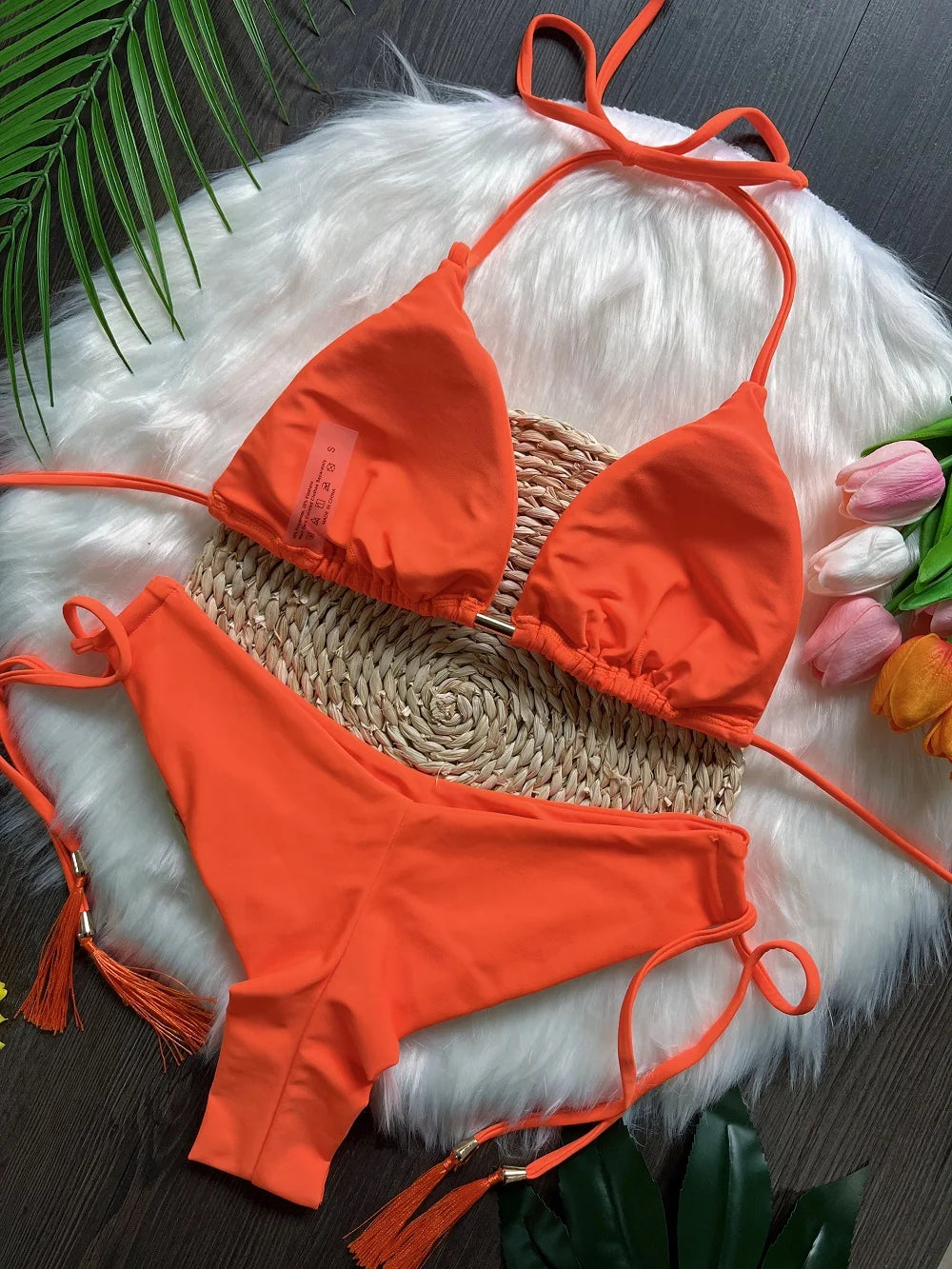 RUOTONSEPT Sexy Solid Color Bandage Bikini Set Women's Swimsuit Two-piece Triangle Swimwear Bathing Suit Brazilian Biquinis - The Genie Store