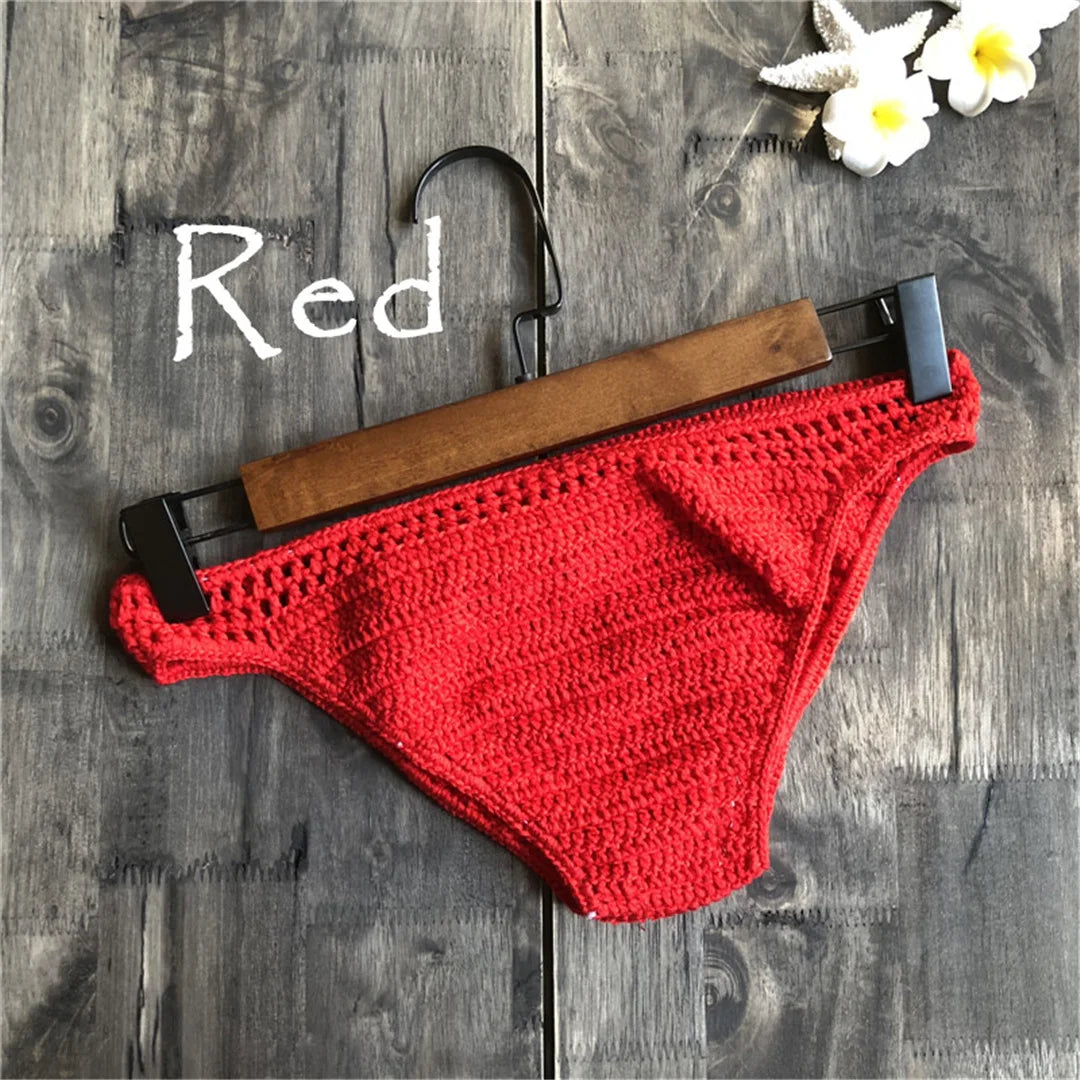 S - XL 9 Colors Crochet Knitted Bikini Bottom Swim Brief Women Swimwear Female Bather Brazilian Tanga Panties Underwear V4195 - The Genie Store