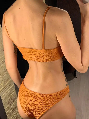 Sexy Wrinkled Butterfly Printed Bikini Female Swimsuit Women Swimwear Two-pieces Bikini set Bather Bathing Suit Swim Lady V713 - The Genie Store