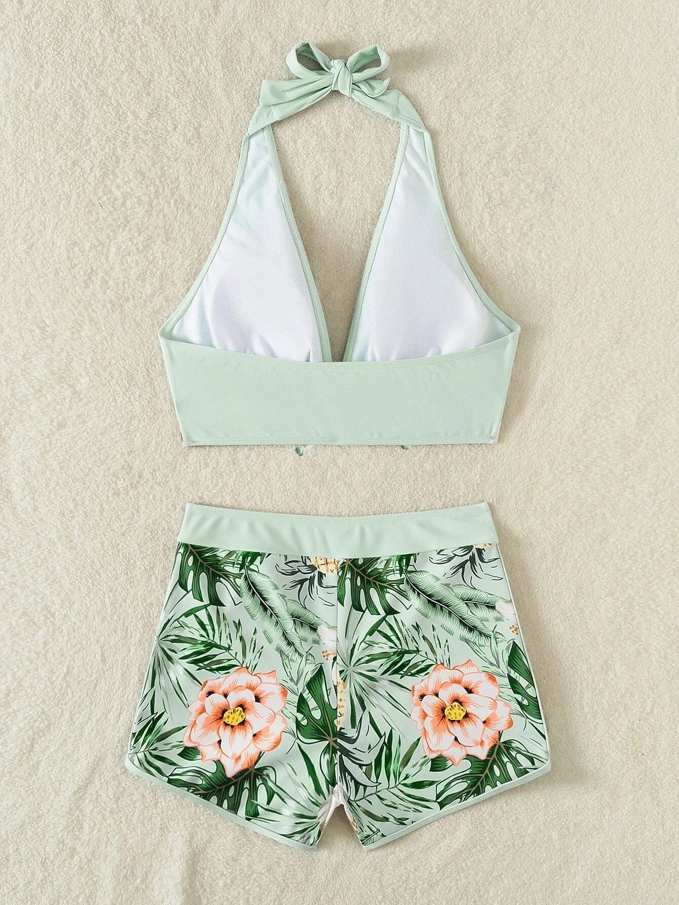 VigoBreviya 2025 Print Tied Halter Swimwear Women Sexy High Waist Push UP Shorts Bikini Set Swimsuit Backless Beach Bathing Suit - The Genie Store