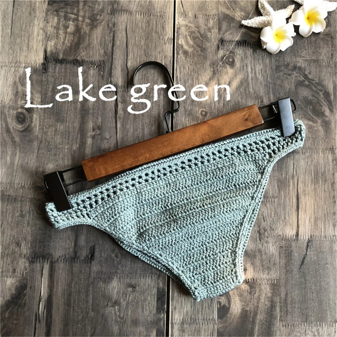S - XL 9 Colors Crochet Knitted Bikini Bottom Swim Brief Women Swimwear Female Bather Brazilian Tanga Panties Underwear V4195 - The Genie Store
