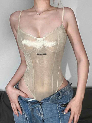 Summer New Fashion Solid Color Lingerie Sexy One-Piece Lace-Up Sleeveless Slim Fit Bodysuit Casual Streetwear Festival Outfit