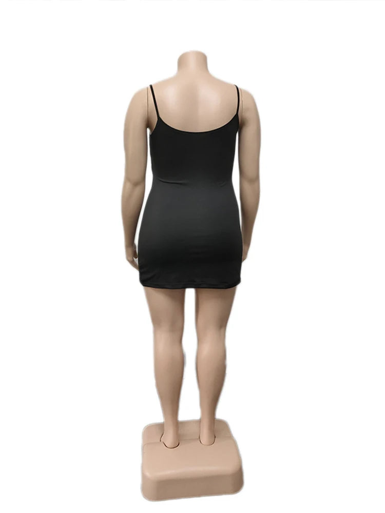 Lace Dress Women Sexy Plus Size Clothing Long Sleeve Mesh Dress with Lingerie Strap Black Midi Dress Wholesale Dropshipping - The Genie Store