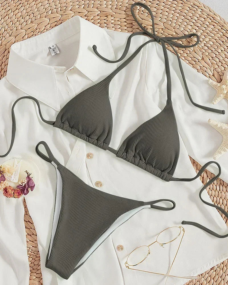 Sexy Bikini Set Women White Black Push Up Bra Micro Swimsuit 2025 Brazilian Beach Holiday Bathing Suit Thong Swimwear Biquini - The Genie Store