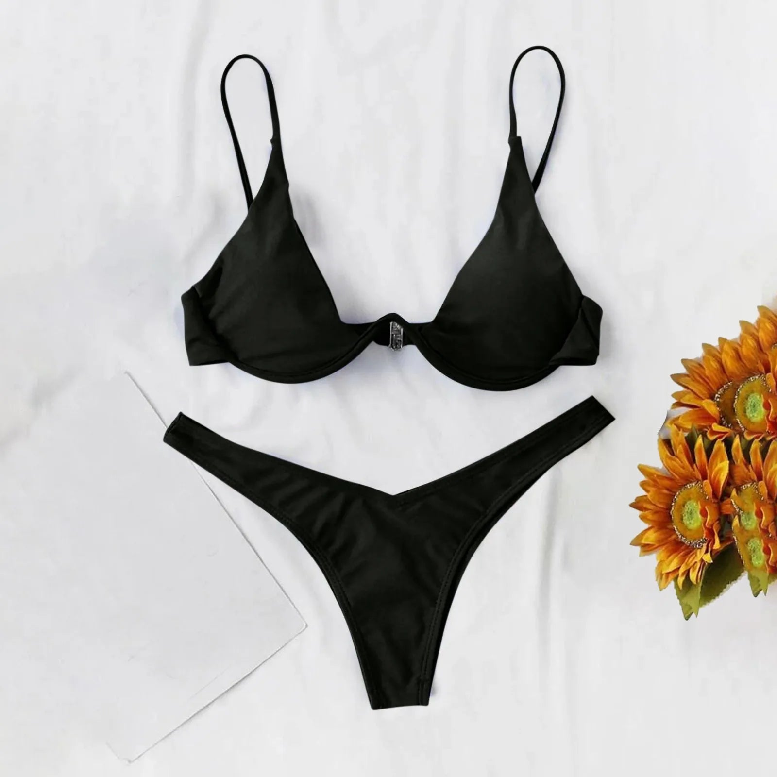 bikini Sexy Split Style Solid Color Women's Swimsuit Steel Bracket Tow-Piece For Teenagers biquinis feminino tendência 2024 - The Genie Store