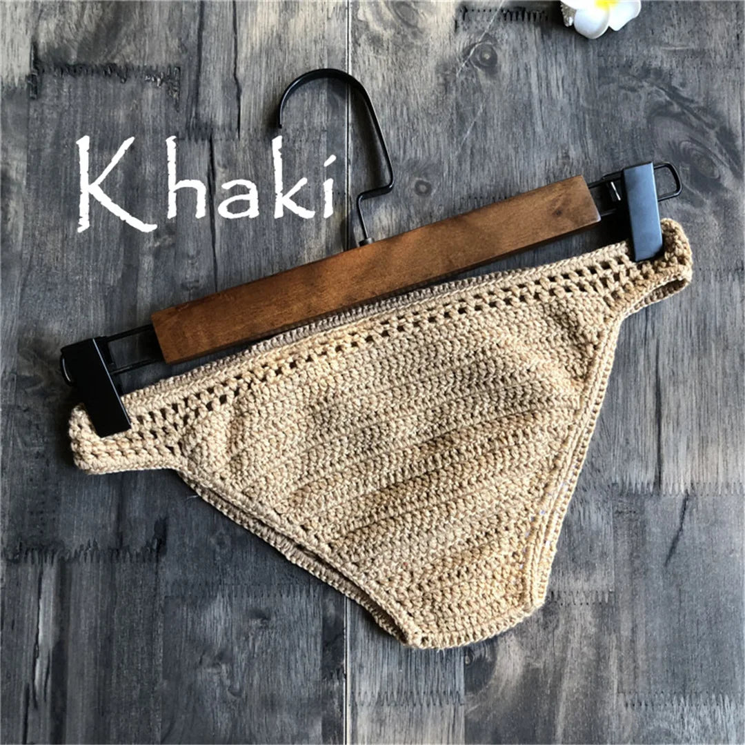 S - XL 9 Colors Crochet Knitted Bikini Bottom Swim Brief Women Swimwear Female Bather Brazilian Tanga Panties Underwear V4195 - The Genie Store