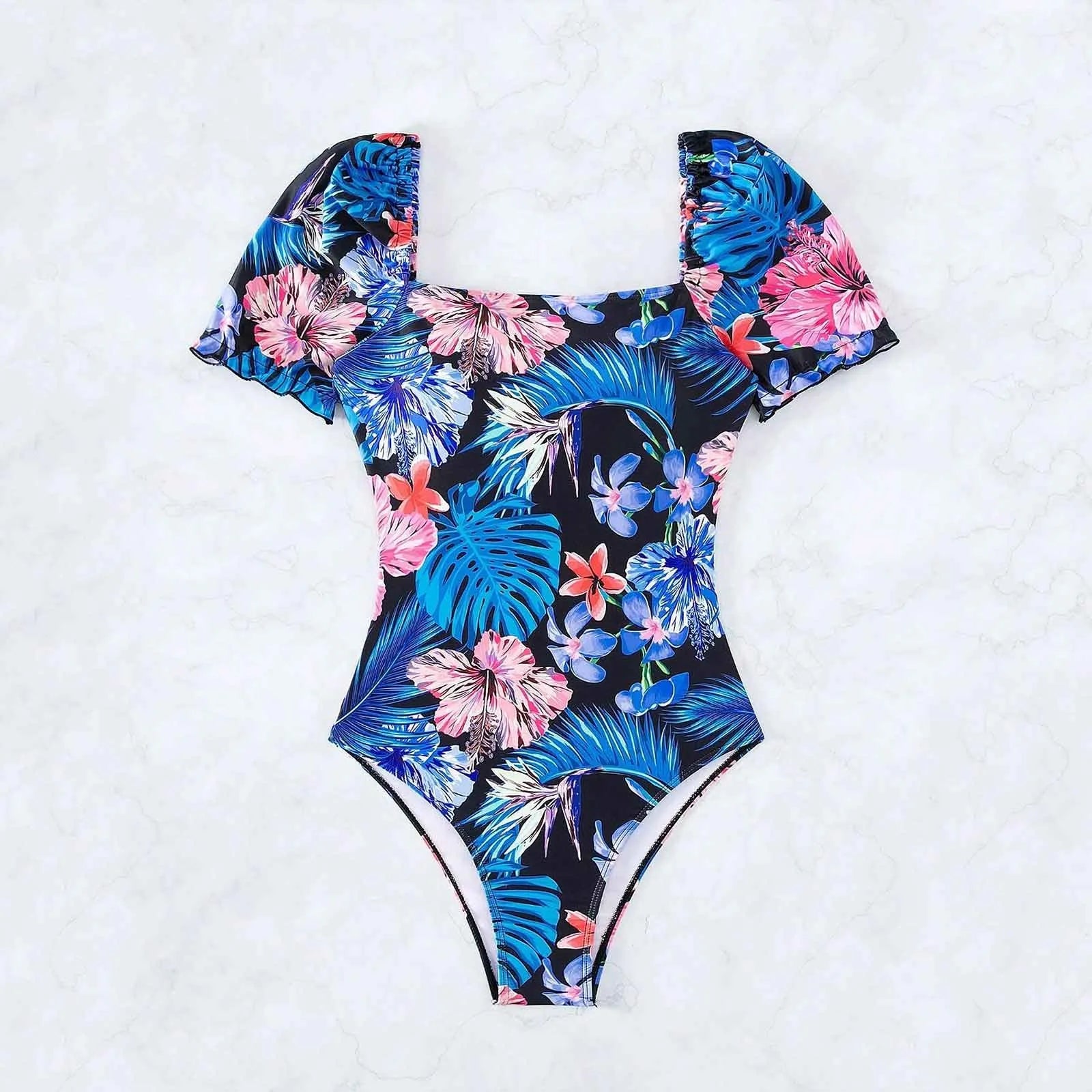 Women Swimsuit Fashion Swimsuit Printed Flower Triangle Bikini Strap Sexy Swimsuit Hawaiian Sea Sexy One-Piece Swimsuit Biquini - The Genie Store