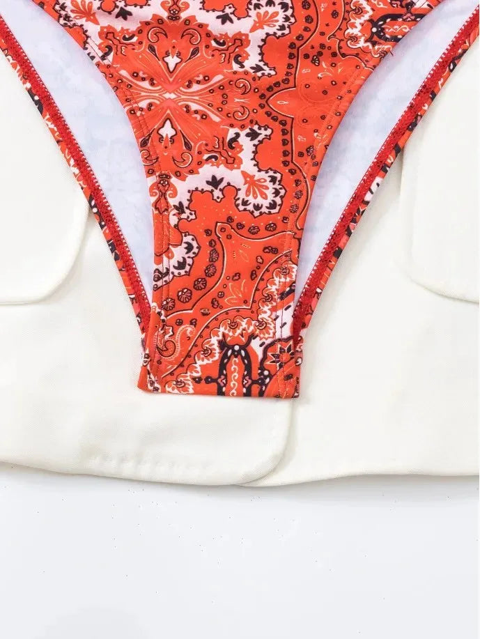 Hot Sale Of The Season New Printed Quality Bikini Strap Women's Swimsuit Set Swimwear Bikini Ensemble Bandeau Style Chinese Orig - The Genie Store