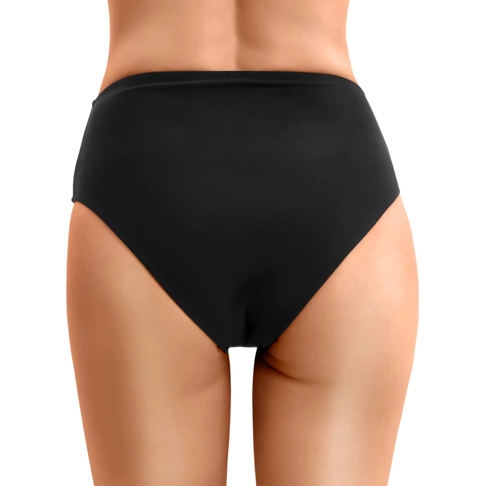 Women's Plus Size High-Waist Bikini Bottoms with Contrast Lace - The Genie Store