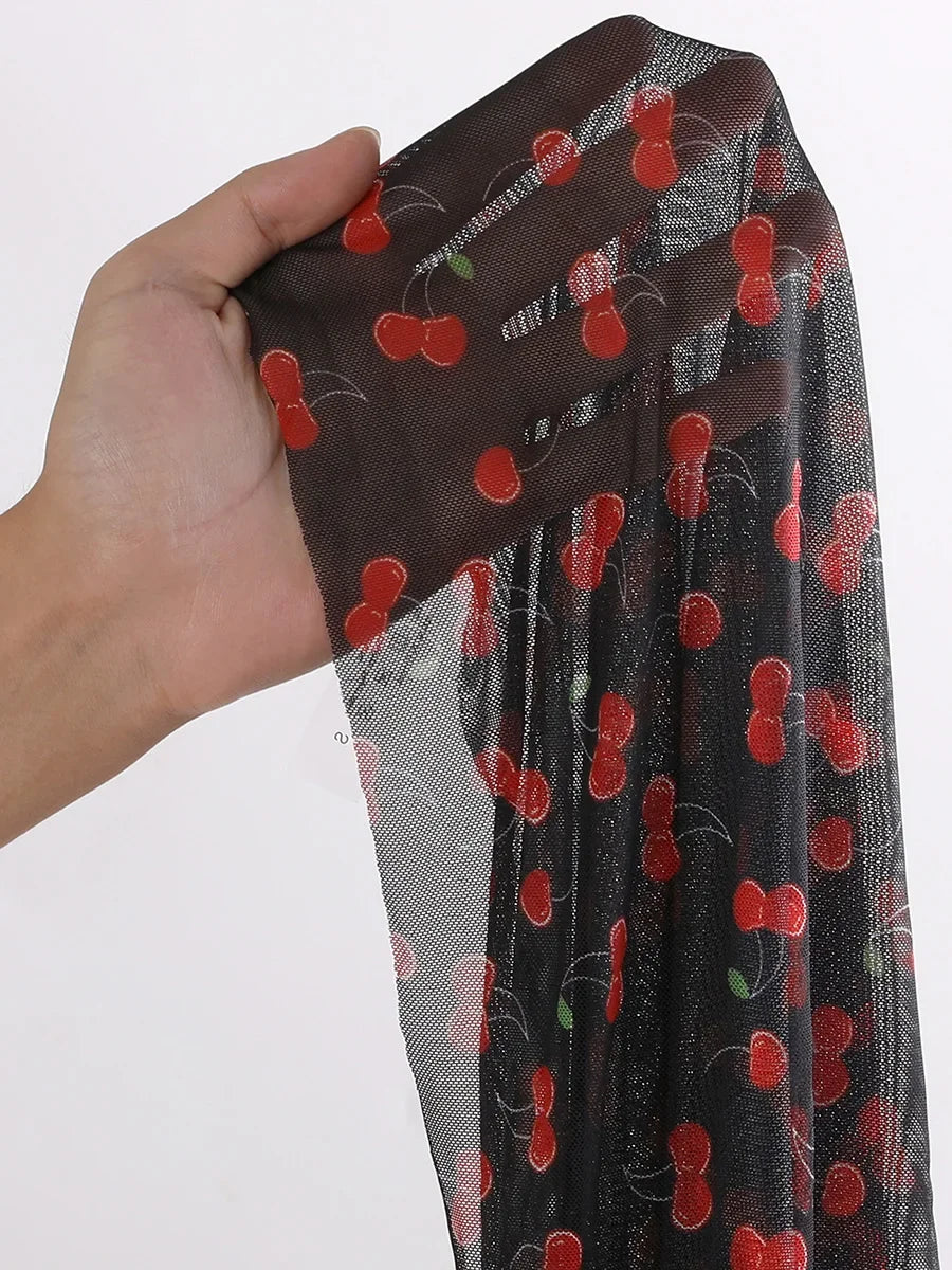 With Mesh Sarong Skirt Cherry Printed Bikini Female Swimsuit Women Swimwear Three Pieces Bikini Set Bathing Suit Swim Beachwear - The Genie Store