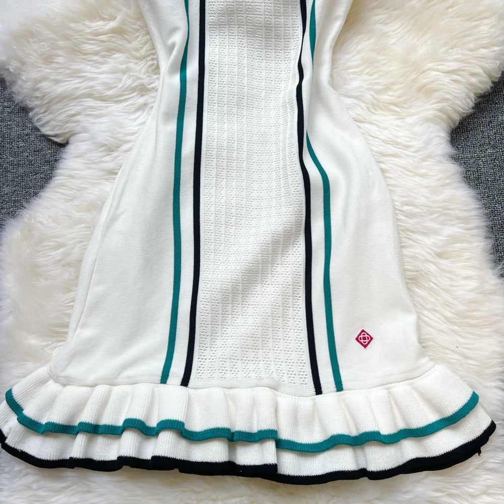 YuooMuoo Brand Fashion Women Knitted Mini Dress Ins Hot Sexy Package Hips Ruffled Party Dress Streetwear Lady Outfits Vestidos - The Genie Store