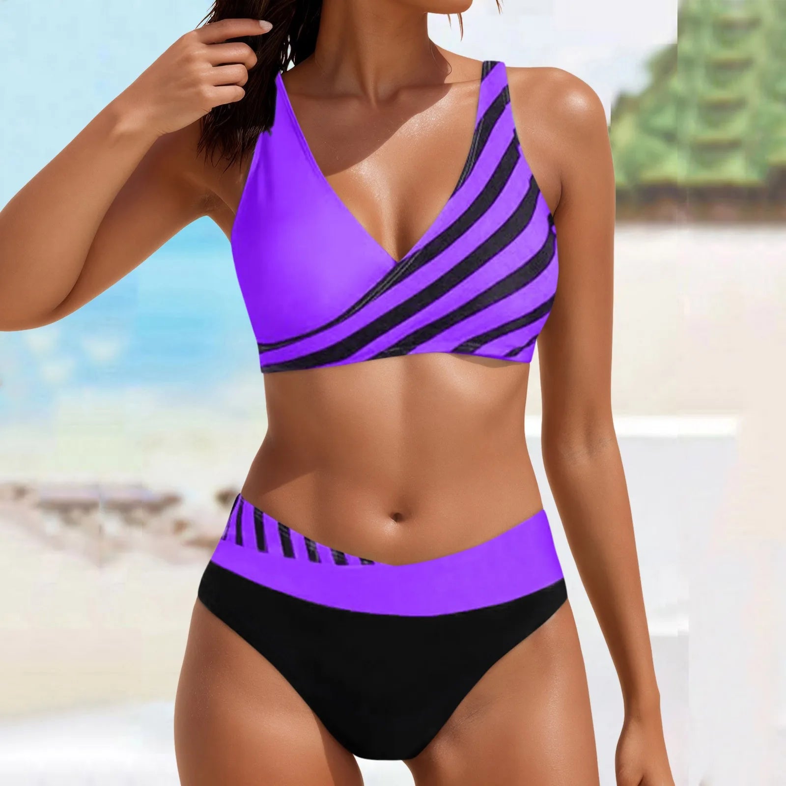 Woman Swimsuits Women High Waisted Bikini Sexy Push Up Two Piece Swimsuits Vintage Swimsuit Two Piece купальники жіночий 2025 - The Genie Store