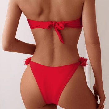 XS - L 3D Flowers Bandeau High Cut Bikini Women Swimwear Female Swimsuit Two-pieces Bikini Set Bather Bathing Suit Swim - The Genie Store
