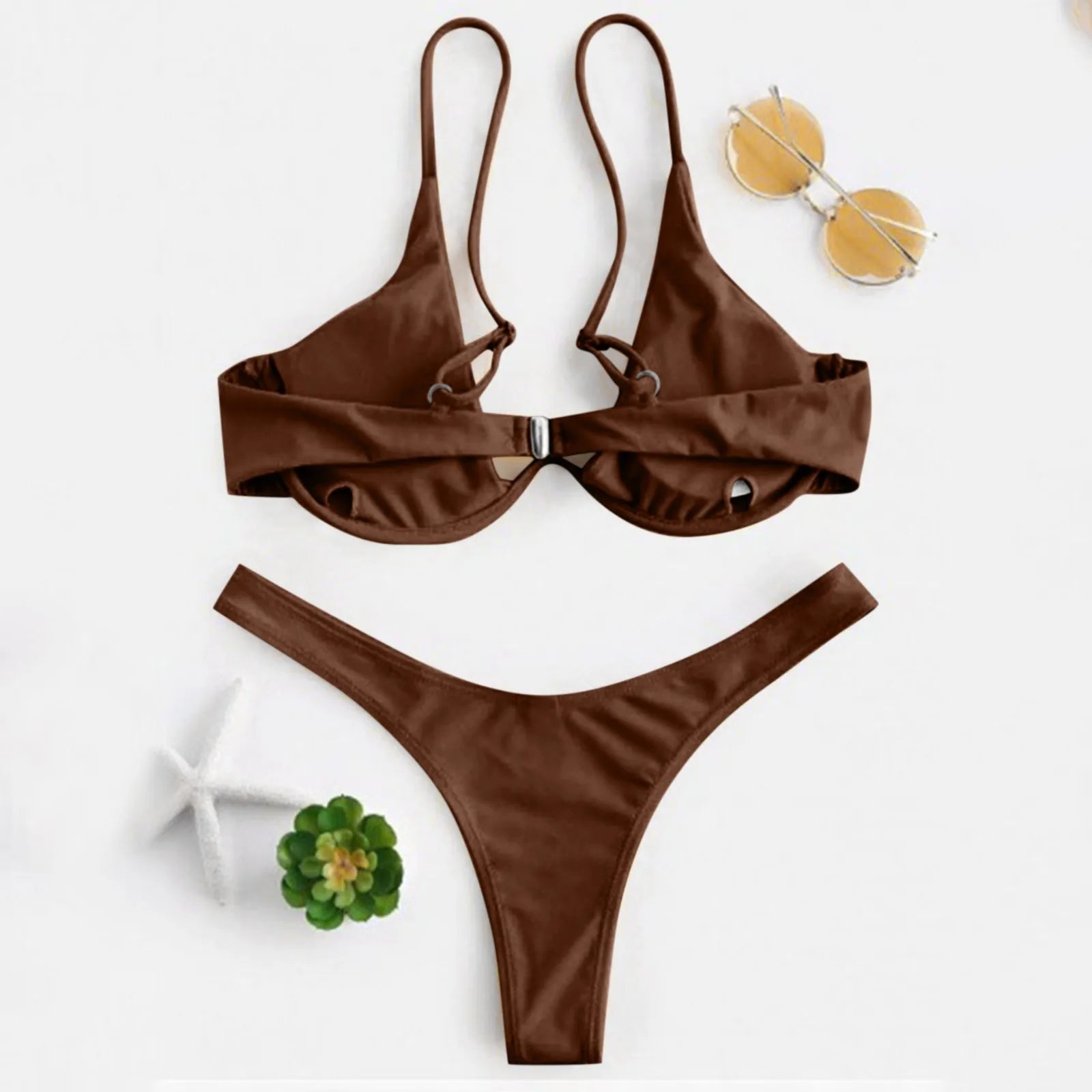 bikini Sexy Split Style Solid Color Women's Swimsuit Steel Bracket Tow-Piece For Teenagers biquinis feminino tendência 2024 - The Genie Store