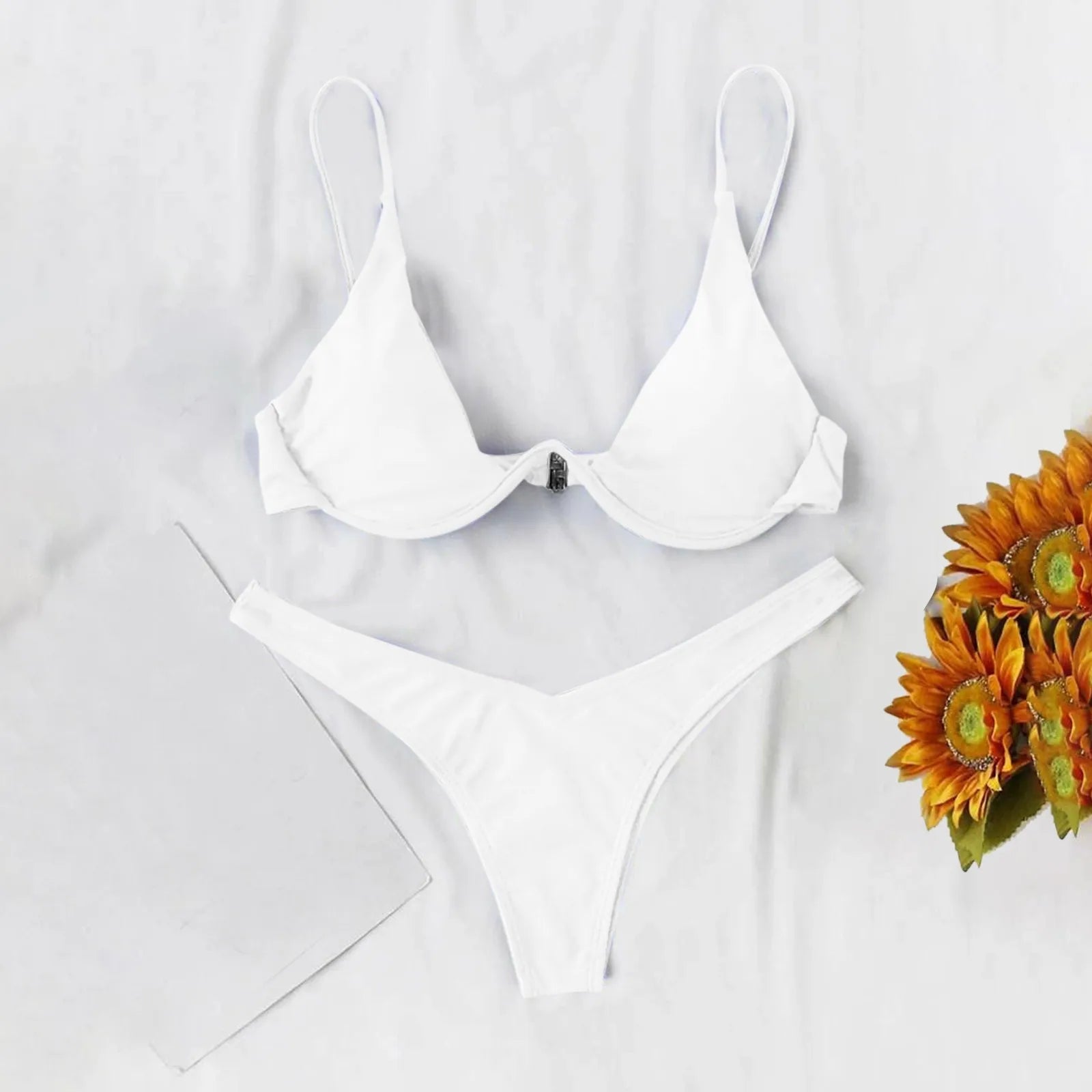 bikini Sexy Split Style Solid Color Women's Swimsuit Steel Bracket Tow-Piece For Teenagers biquinis feminino tendência 2024 - The Genie Store